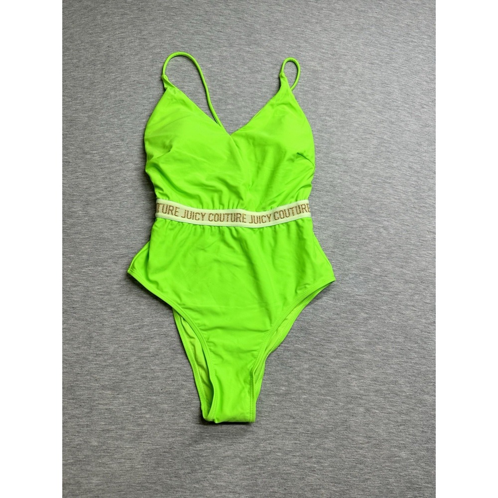 Juicy Couture Swimsuit One Piece  L Large Florescent‎ Green W/Gold Accent NWT